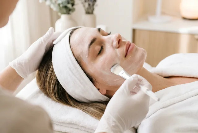 Serum applied by hand during a facial at Anima Med Spa