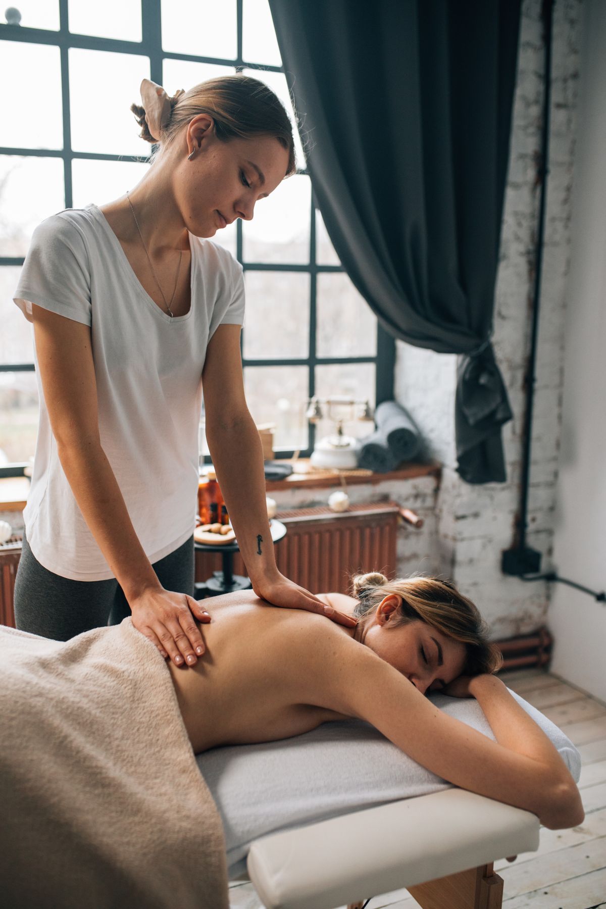 A client relaxing during a treatment